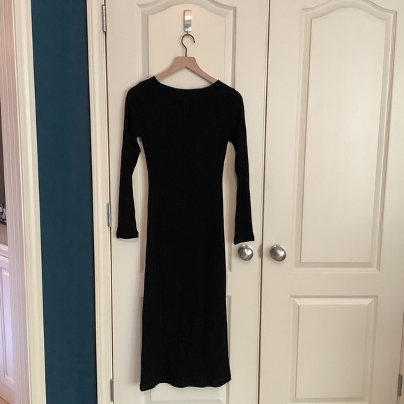 Bardot Ribbed Lanika Black Midi Dress Size M - Picture 3 of 6